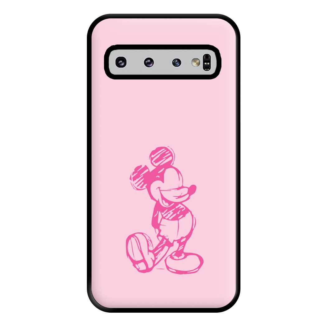 Sketched Mouse Outline Pink Phone Case for Galaxy S10 Plus