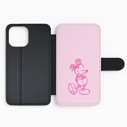 Sketched Mouse Outline Pink Flip Phone Case