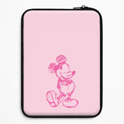 Sketched Mouse Outline Pink Laptop Sleeve 1