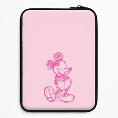 Sketched Mouse Outline Pink Laptop Sleeve