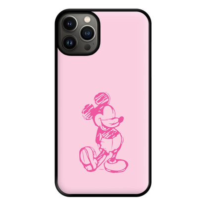 Sketched Mouse Outline Pink Phone Case for iPhone 13