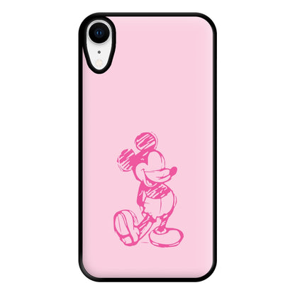 Sketched Mouse Outline Pink Phone Case for iPhone XR