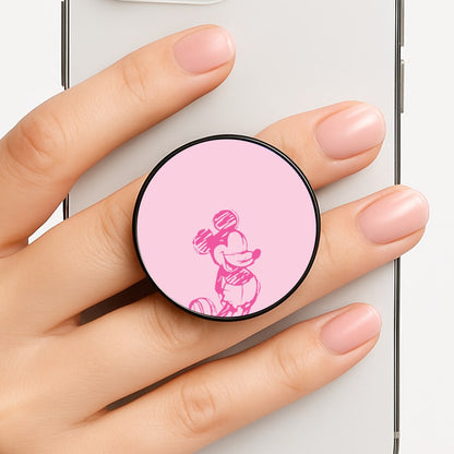 Sketched Mouse Outline Pink Phone Grip
