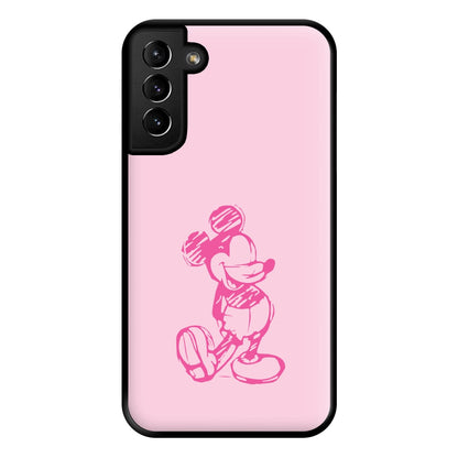 Sketched Mouse Outline Pink Phone Case for Galaxy S21 Plus
