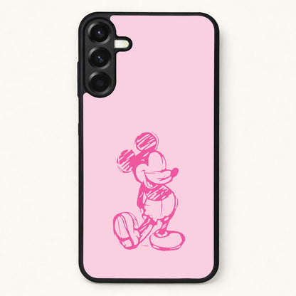 Sketched Mouse Outline Pink Phone Case for Galaxy A37
