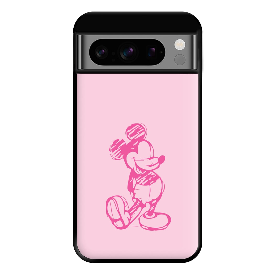 Sketched Mouse Outline Pink Phone Case for Google Pixel 8 Pro