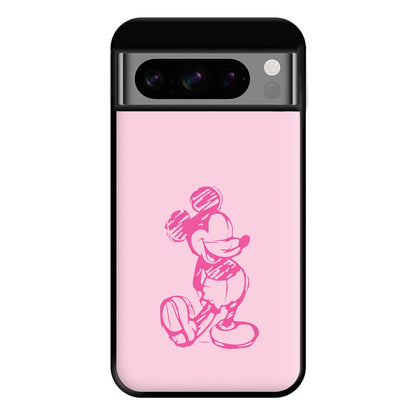 Sketched Mouse Outline Pink Phone Case for Google Pixel 8 Pro