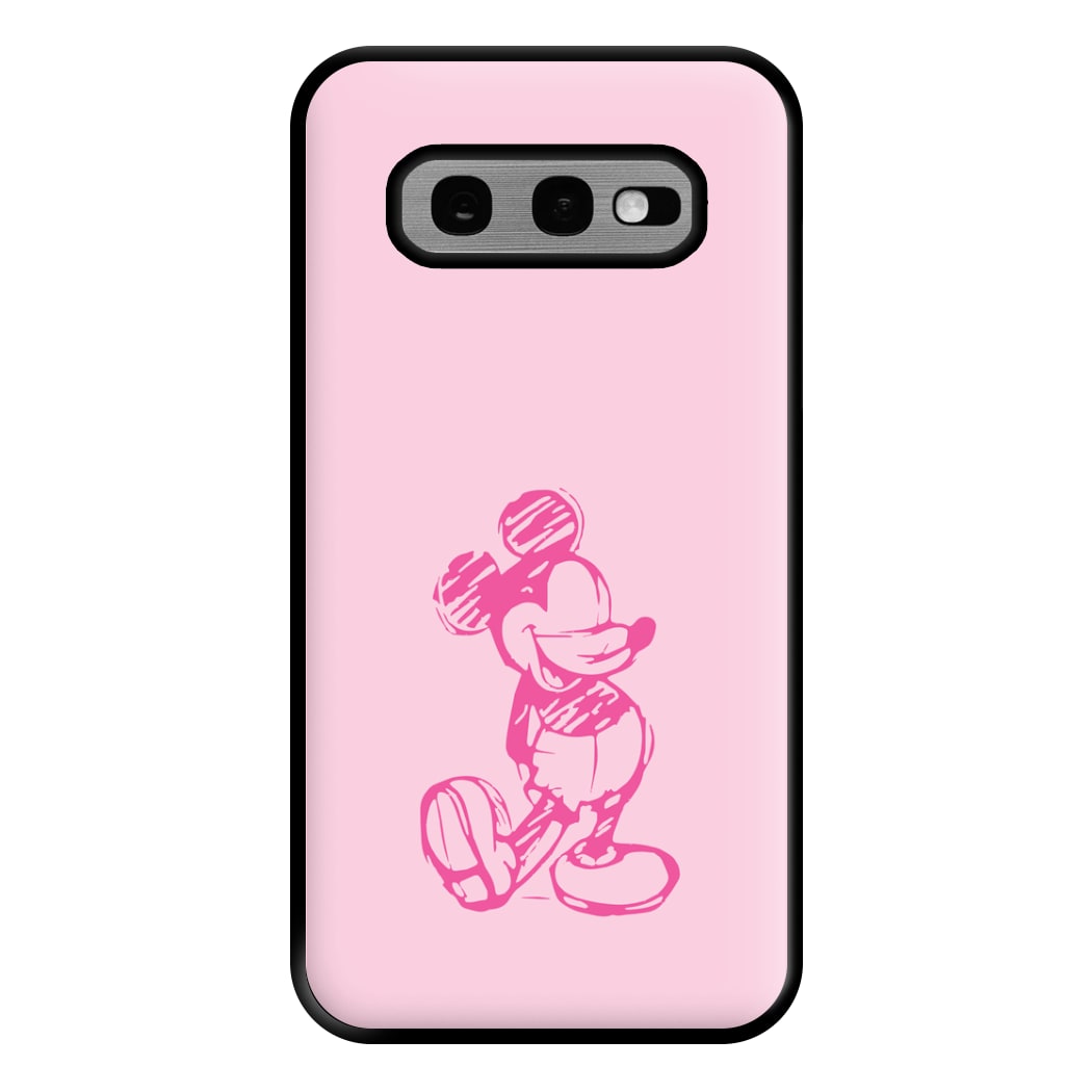 Sketched Mouse Outline Pink Phone Case for Galaxy S10e