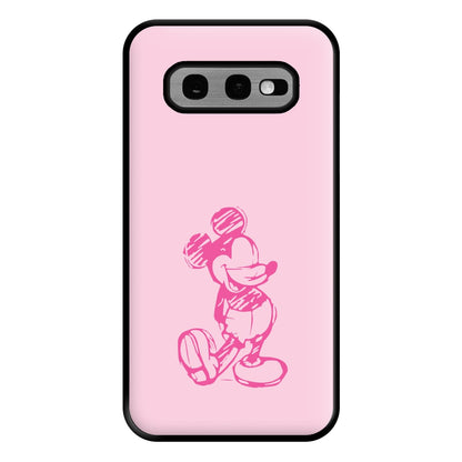 Sketched Mouse Outline Pink Phone Case for Galaxy S10e