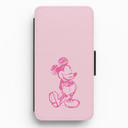 Sketched Mouse Outline Pink Flip / Wallet Phone Case 1
