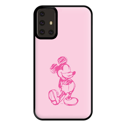 Sketched Mouse Outline Pink Phone Case for Galaxy A71