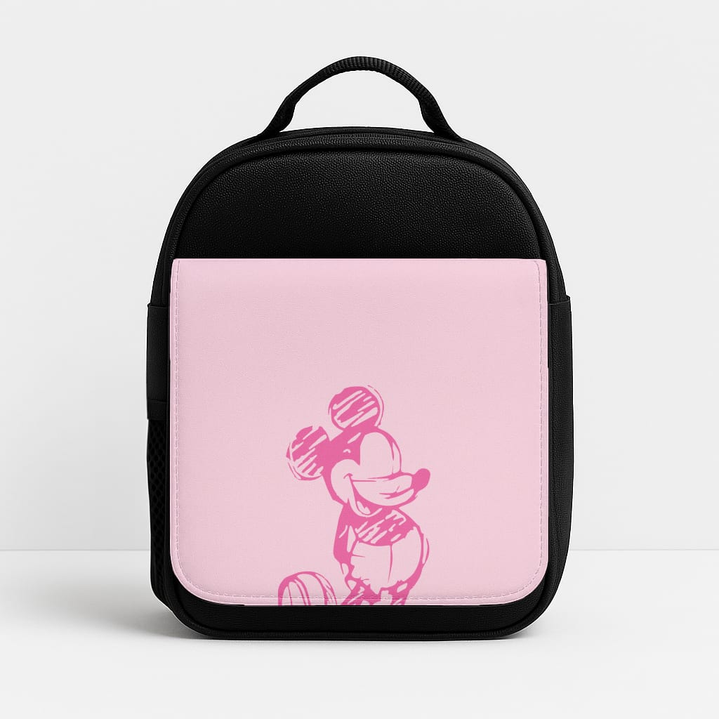 Sketched Mouse Outline Pink Lunchbox