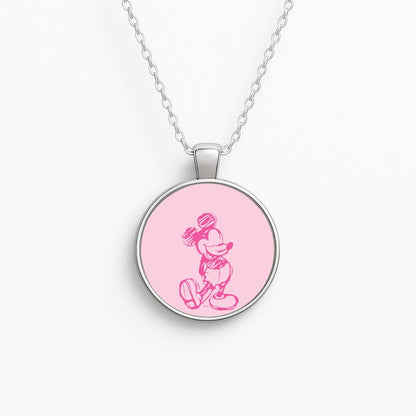 Sketched Mouse Outline Pink Necklace