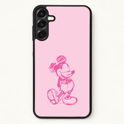 Sketched Mouse Outline Pink Phone Case for Galaxy A17
