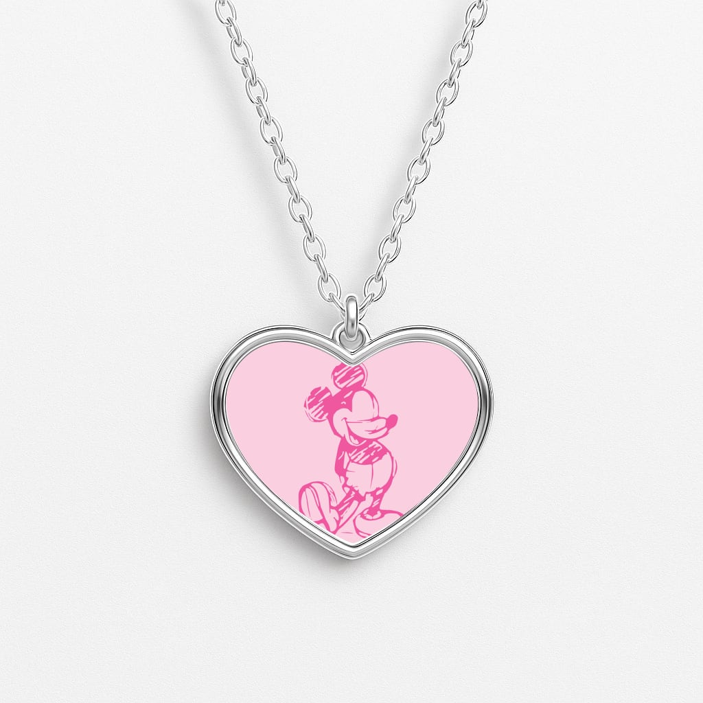 Sketched Mouse Outline Pink Necklace