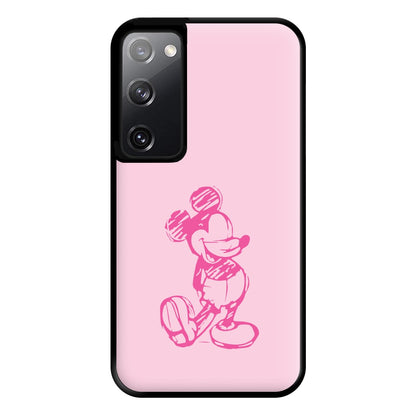 Sketched Mouse Outline Pink Phone Case for Galaxy S20