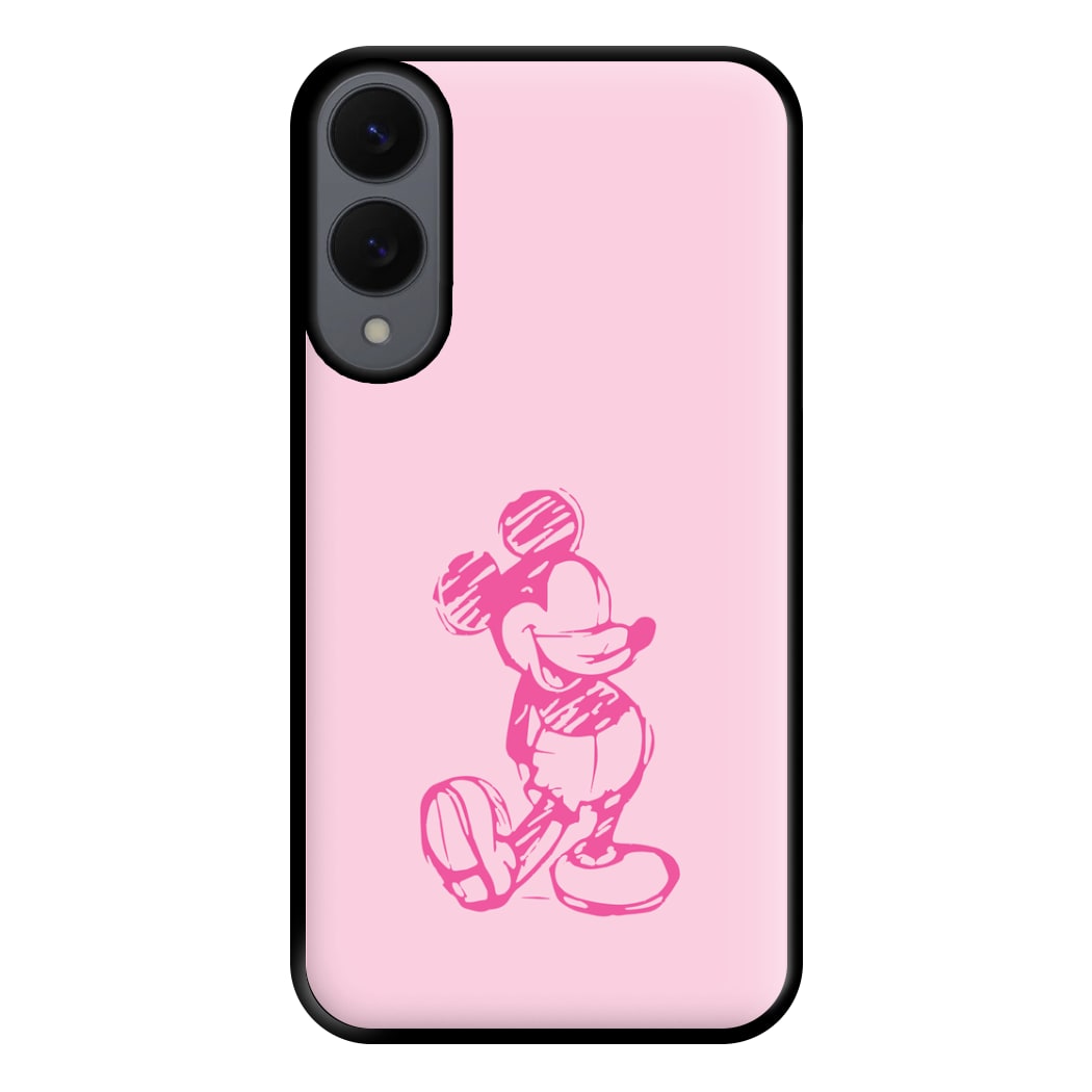 Sketched Mouse Outline Pink Phone Case for Galaxy S25 Edge