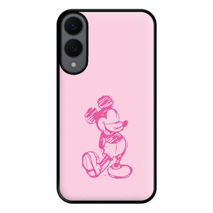 Sketched Mouse Outline Pink Phone Case for Galaxy S25 Edge