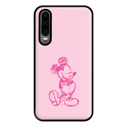Sketched Mouse Outline Pink Phone Case for Huawei P30