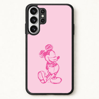 Sketched Mouse Outline Pink Phone Case for Galaxy S26 Ultra