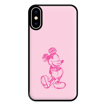 Sketched Mouse Outline Pink Phone Case for iPhone XS Max