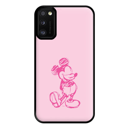 Sketched Mouse Outline Pink Phone Case for Galaxy A41