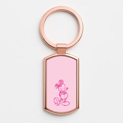 Sketched Mouse Outline Pink Rose Gold Keyring