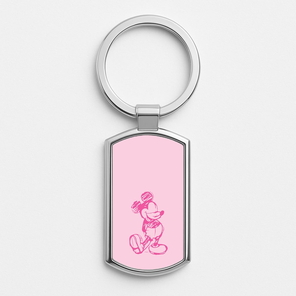 Sketched Mouse Outline Pink Luxury Keyring