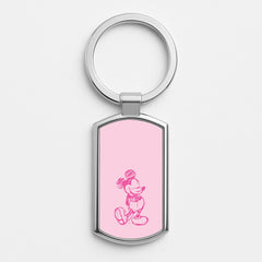 Sketched Mouse Outline Pink Luxury Keyring