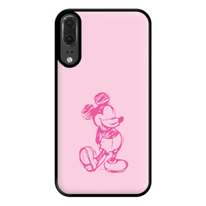Sketched Mouse Outline Pink Phone Case for Huawei P20