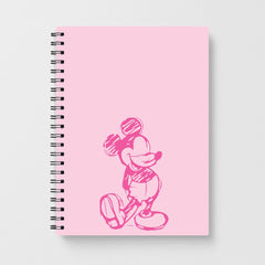 Sketched Mouse Outline Pink Notebook