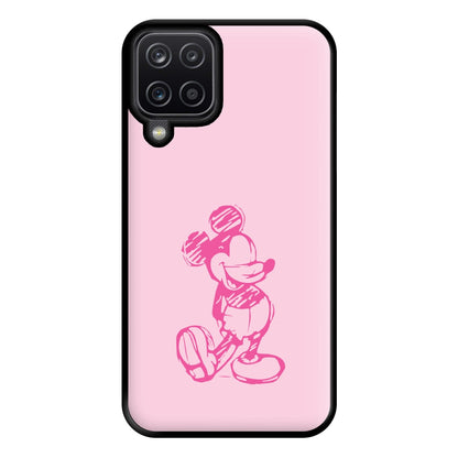 Sketched Mouse Outline Pink Phone Case for Galaxy A12