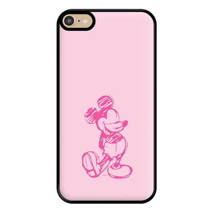 Sketched Mouse Outline Pink Phone Case for iPhone 6 Plus / 7 Plus / 8 Plus