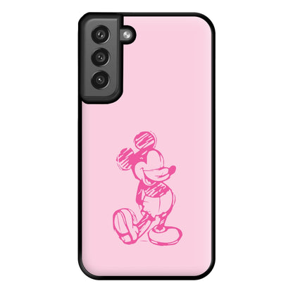 Sketched Mouse Outline Pink Phone Case for Galaxy S21FE