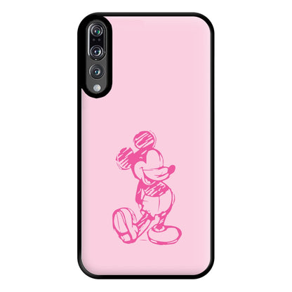 Sketched Mouse Outline Pink Phone Case for Huawei P20 Pro