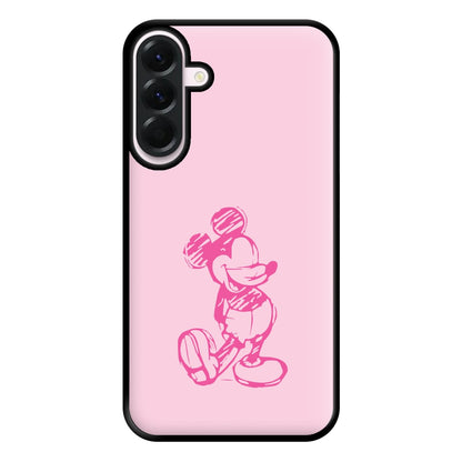 Sketched Mouse Outline Pink Phone Case for Galaxy A36