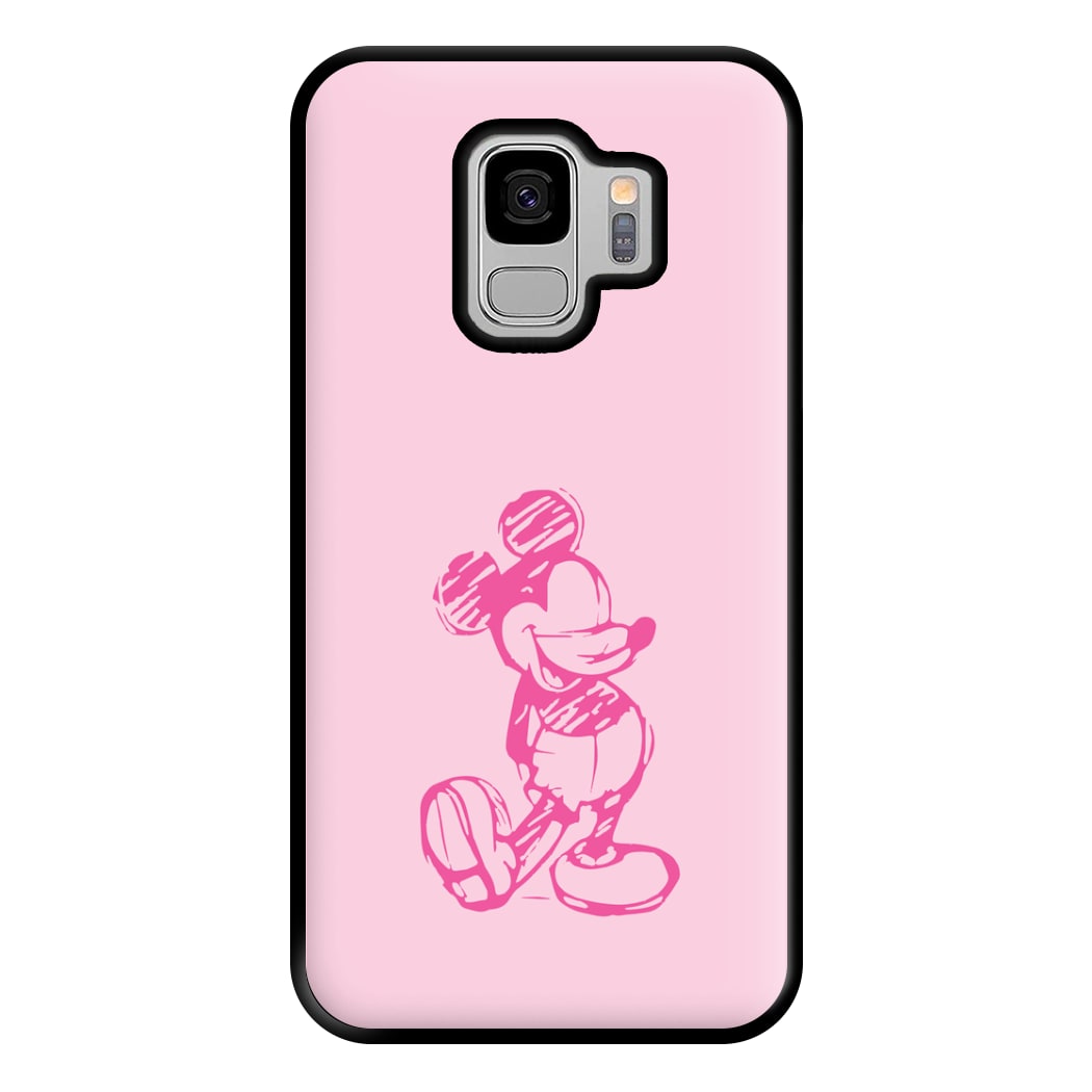 Sketched Mouse Outline Pink Phone Case for Galaxy S9 Plus