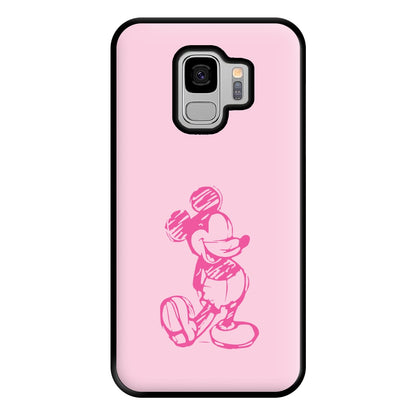 Sketched Mouse Outline Pink Phone Case for Galaxy S9 Plus
