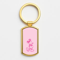 Sketched Mouse Outline Pink Gold Keyring
