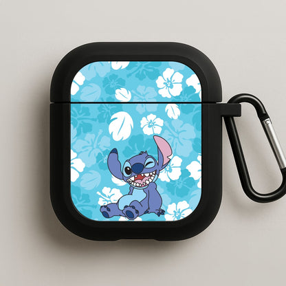 Cute Blue Alien Floral Pattern AirPods Case