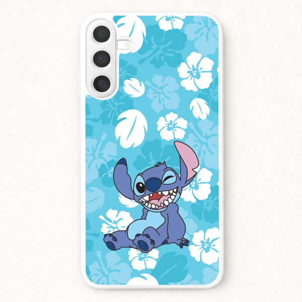 Cute Blue Alien Floral Pattern Phone Case for Galaxy A37