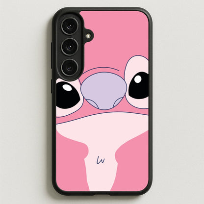 Cute Pink Alien Face Phone Case for Galaxy S25FE