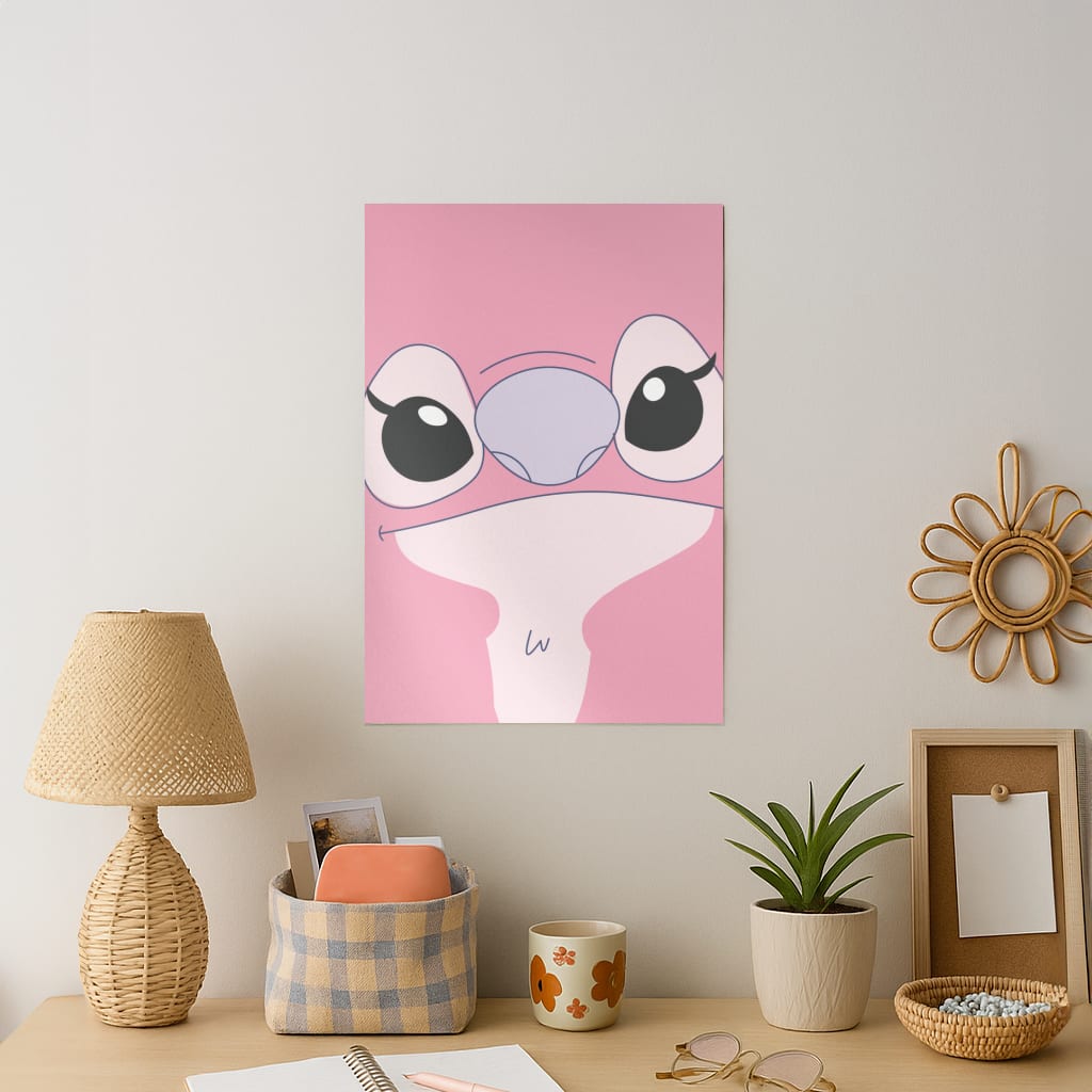 Cute Pink Alien Face Art Print