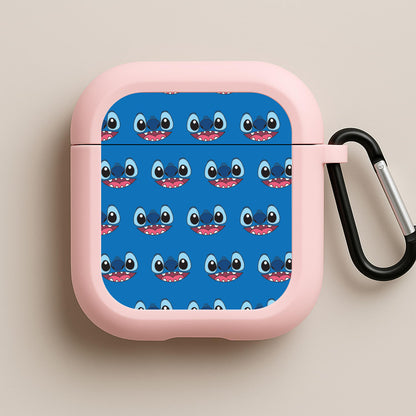 Blue Alien Face Pattern Pink AirPods Case