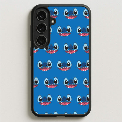 Blue Alien Face Pattern Phone Case for Galaxy S25FE