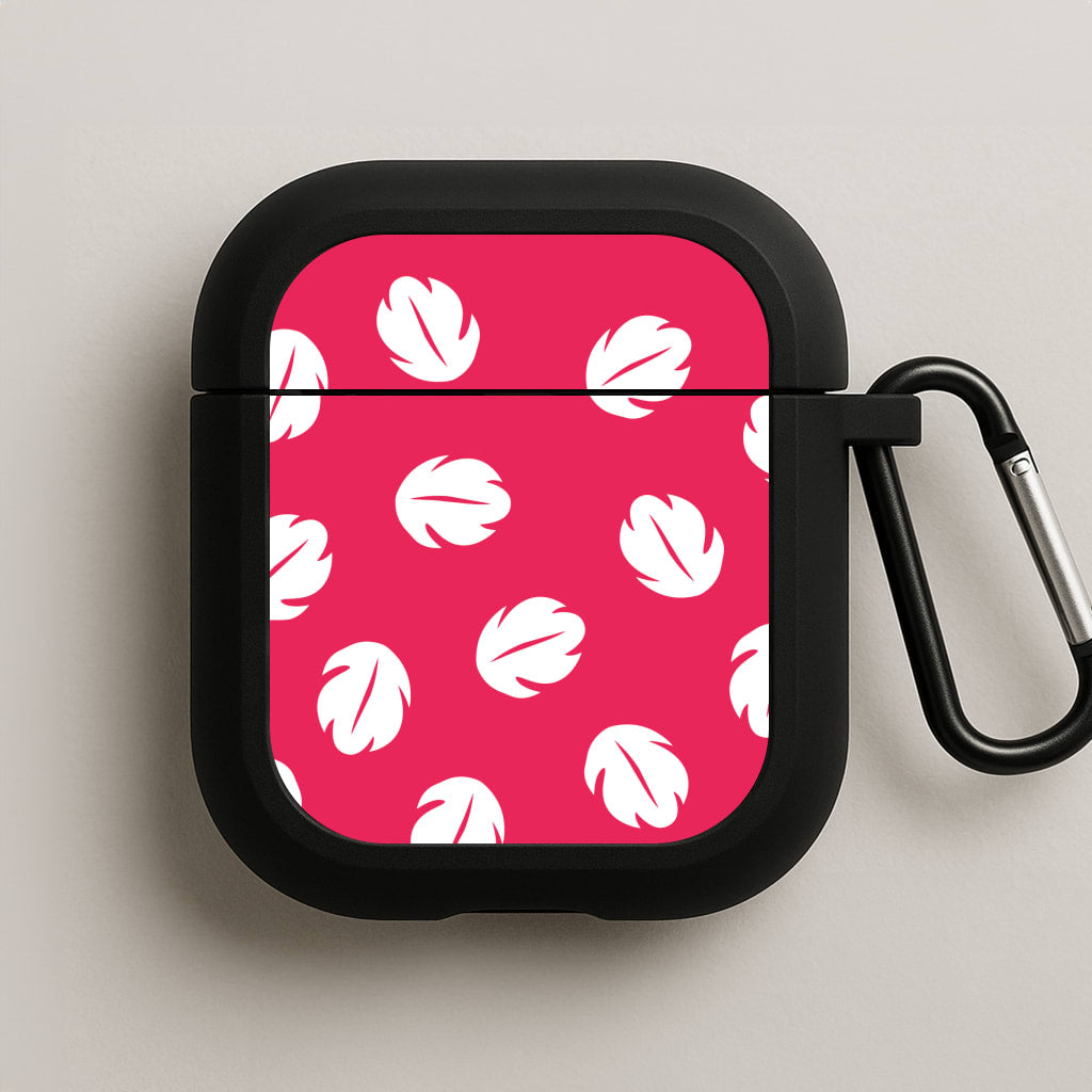 Red And White Cartoon Leaves Pattern AirPods Case