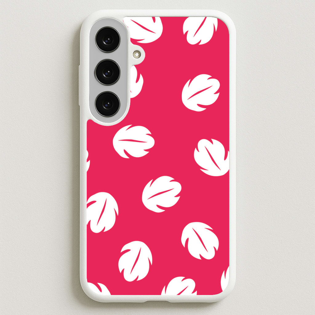 Red And White Cartoon Leaves Pattern Phone Case for Galaxy S25FE