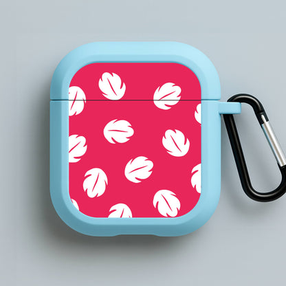 Red And White Cartoon Leaves Pattern Blue AirPods Case