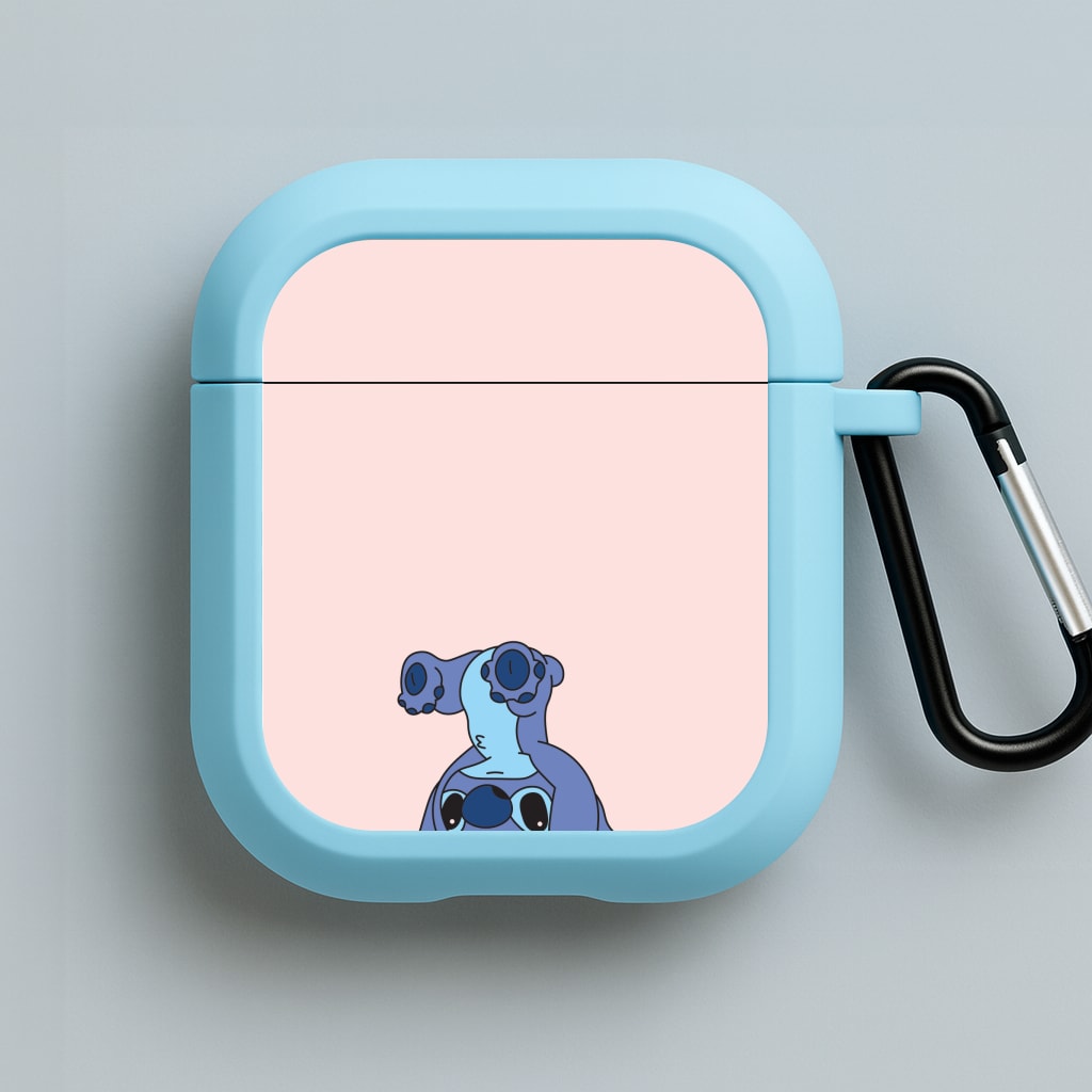 Cute Blue Alien Handstand Blue AirPods Case