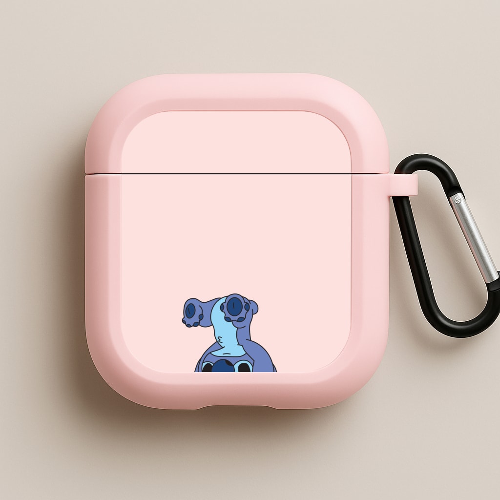 Cute Blue Alien Handstand Pink AirPods Case